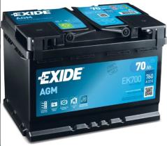  EK700 - BATERIA EXIDE AGM 70AH 760A 278x175x190 START/STOP